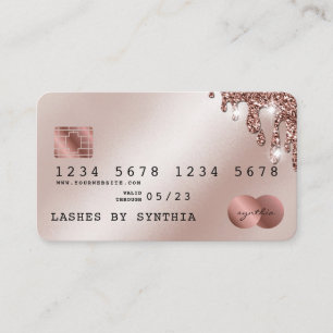 Cartão De Visita Drives de Rosa Dourada Glitter Estimulados com Car