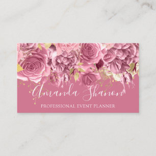 Cartão De Visita Drives do Planejador de Eventos Rosas Código QR Co