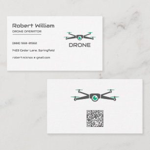 Cartão De Visita Drone Minimalista Código QR do Operador de UAV M