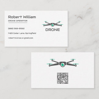 Cartão De Visita Drone Minimalista | Código QR do Operador de UAV M