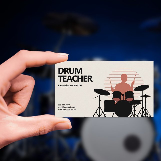 Cartão De Visita Drum Teacher (Drum Teacher Business Card)