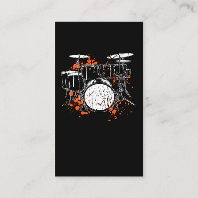 Cartão De Visita Drummer de Música do Conjunto de Tambores Retroati (Frente)