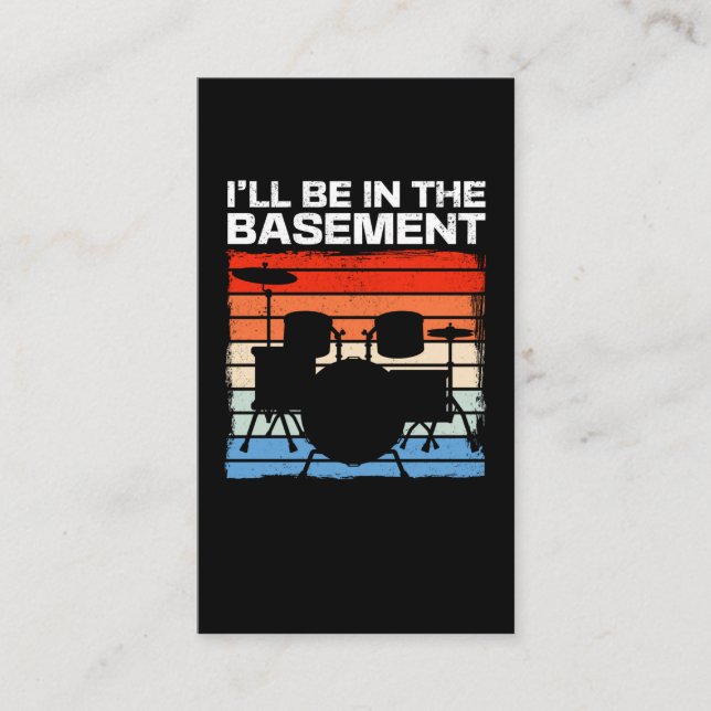 Cartão De Visita Drummer Retroativo do Conjunto de Tambores Funny (Frente)