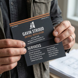 Cartão De Visita Drywall Installation Modern Charcoal & Copper