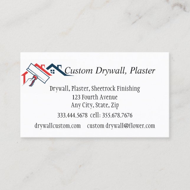 Cartão De Visita Drywall, Plaster, Sheetrock Finishing Business Ca (Frente)