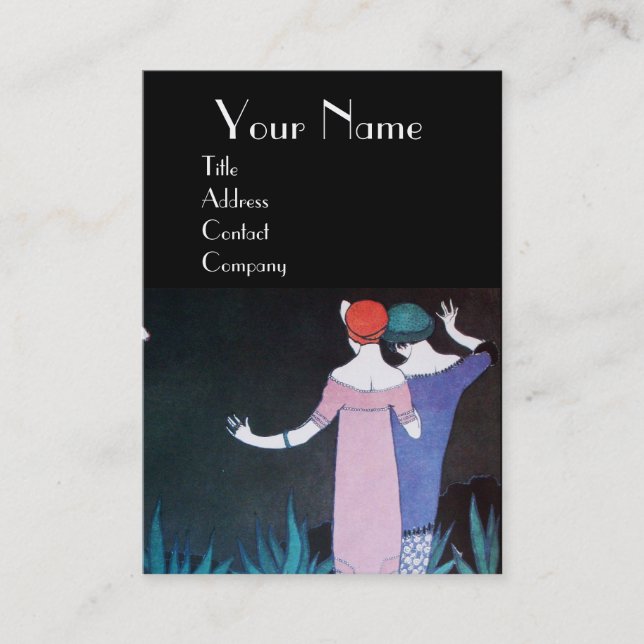 Cartão De Visita DUAS MULHERES NO Monograma da Bela Noite (Frente)