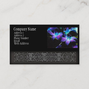 Cartão De Visita Duas orquídeas roxas no preto