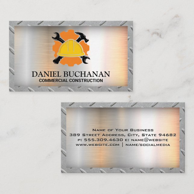 Cartão De Visita Duro de construção Hat Wrench Hammer (Frente/Verso)