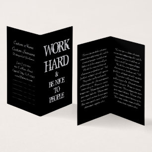 Cartão De Visita Duro de trabalho e seja gentil com a citação de 