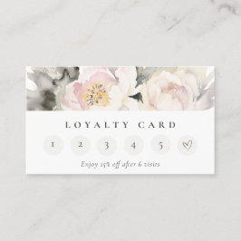 Cartão De Visita Dusky Blush Peony Floral Bunch 6 Punch Lealdade