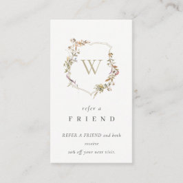 Cartão De Visita Dusky Pink Wildflower Monograma Crest Referência A