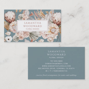 Cartão De Visita Dusty Blue Boho Watercolor Designer