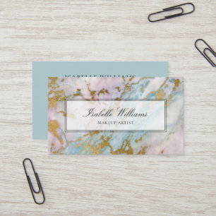 Cartão De Visita Dusty Blue Gelado Dourado Arco-Íris Agate