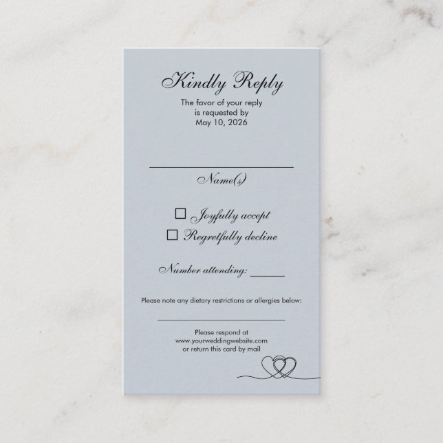 Cartão De Visita Dusty Blue Modern Mix and Match Wedding RSVP Card (Frente)