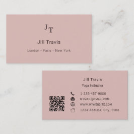 Cartão De Visita Dusty pink neutral QR code Business Card