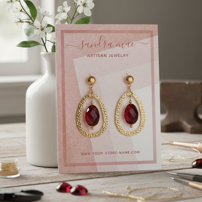 Cartão De Visita Dusty Rose Blush Pink Art Jewelry Display Card (Criador carregado)