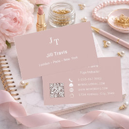 Cartão De Visita Dusty rose pink neutral QR code Business Card