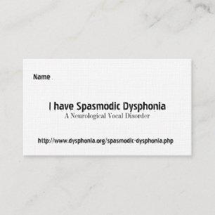 Cartão De Visita Dysphonia espasmódico, um Voca neurológico… Bu