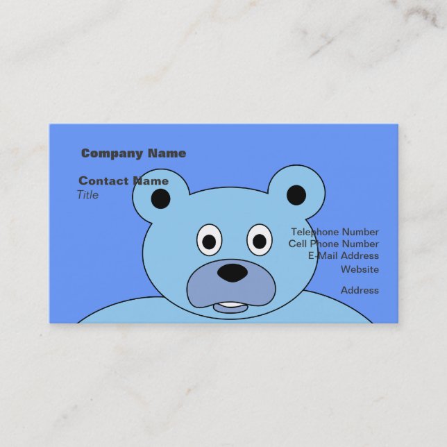 Cartão De Visita É um Urso Azul (Frente)