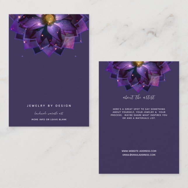 Cartão De Visita Earração, Artesões Místicos Lotus Mandala (Frente/Verso)