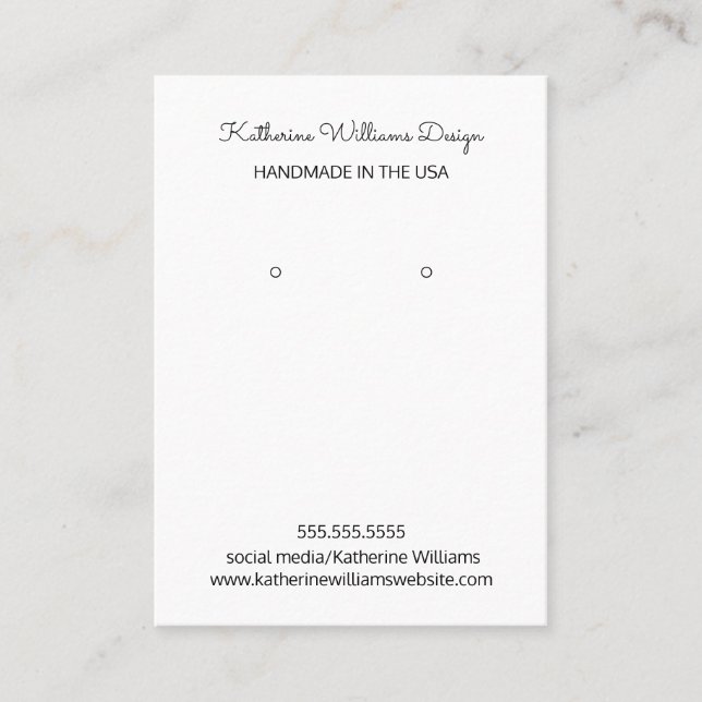 Cartão De Visita Earração | Fabricado à mão nos EUA (Frente)