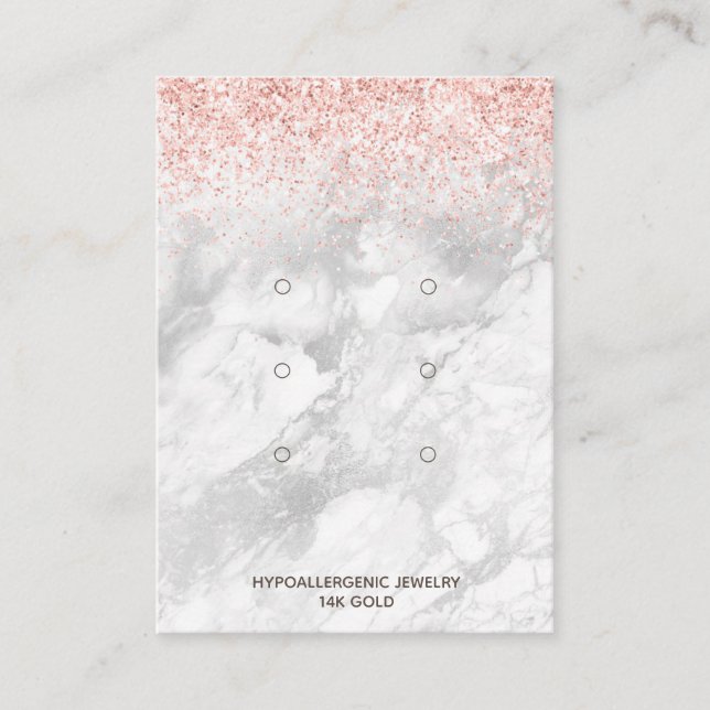 Cartão De Visita Earrando o Rosa de 3 pares - mármore brilhante Dou (Frente)