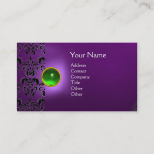 Cartão De Visita ECLIPSE DAMASCO JOIA MONOGRAMA roxo verde