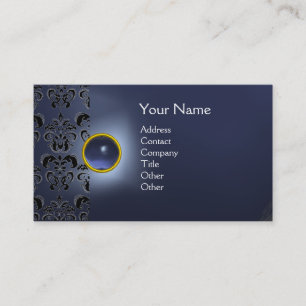 Cartão De Visita ECLIPSE DAMASK GEM MONOGRAM azul