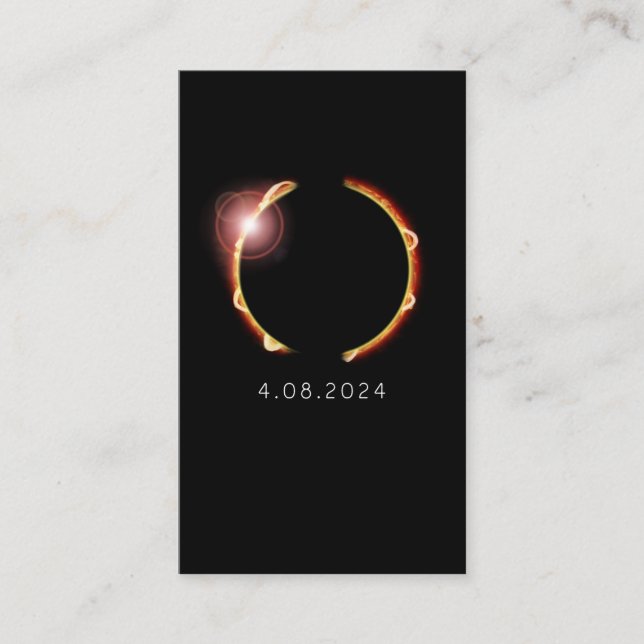 Cartão De Visita Eclipse Solar Total Sun 8 de abril de 2024 (Frente)