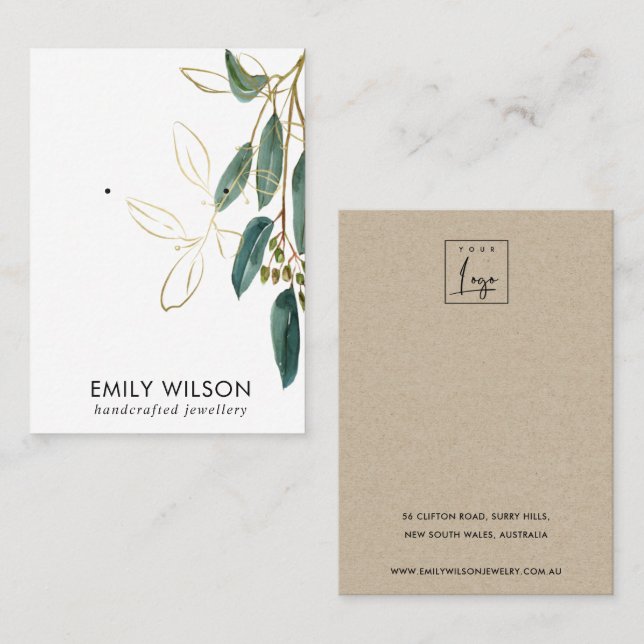 Cartão De Visita Ecrã DOURADO EUCALYPTUS FAUNA ANTI-ANALISADOR B (Frente/Verso)