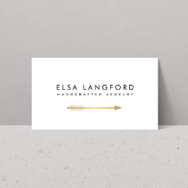 Cartão De Visita Edgy Bohemian Faux Dourado Arrow Artisanal White