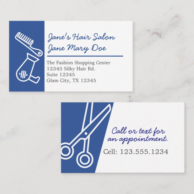 Cartão De Visita Editable Hair Salon Modern Stylish Business Card (Frente/Verso)