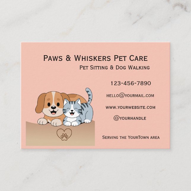 Cartão De Visita Editable Pet Sitting and Dog Walking Business Card (Frente)