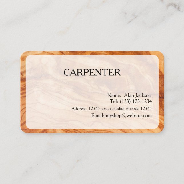 cartão de visita editável de CARPENTER (Frente)