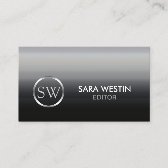 Cartão De Visita Editor Print Publishing Elegant Monogram (Frente)