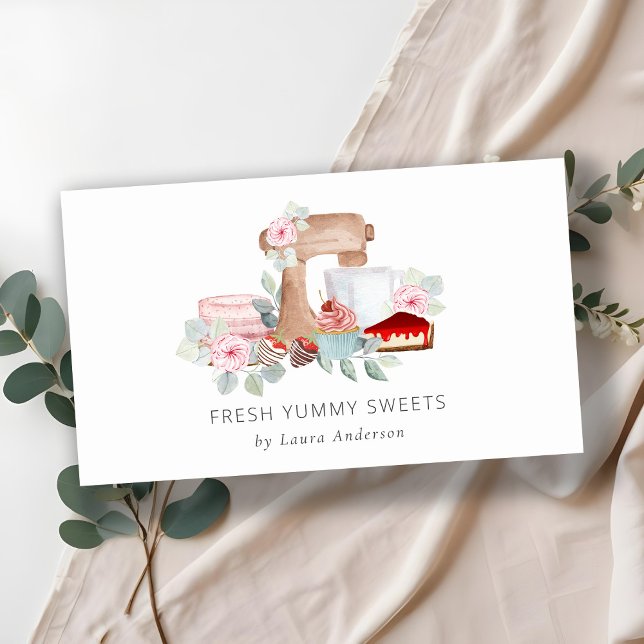 Cartão De Visita Edulcoração Desertado Escamoso Aquarela Floral (Criador carregado)