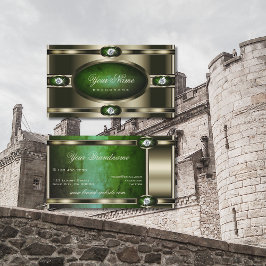 Cartão De Visita Efeito Cromo Aparente com Marble Verde Escuro