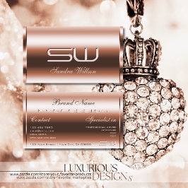 Cartão De Visita Efeito Dourado Elegante Faux 3D Optics Monograma