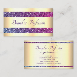 Cartão De Visita Efeito Dourado Extravagante Glitter Roxo