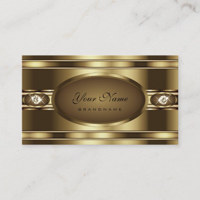 Cartão De Visita Efeito Dourado Luxurioso com as Rhinestones Noble  (Frente)