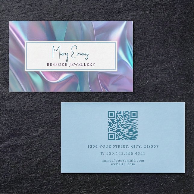Cartão De Visita Efeito holográfico do tecido QR (Holographic fabric effect QR business card.)