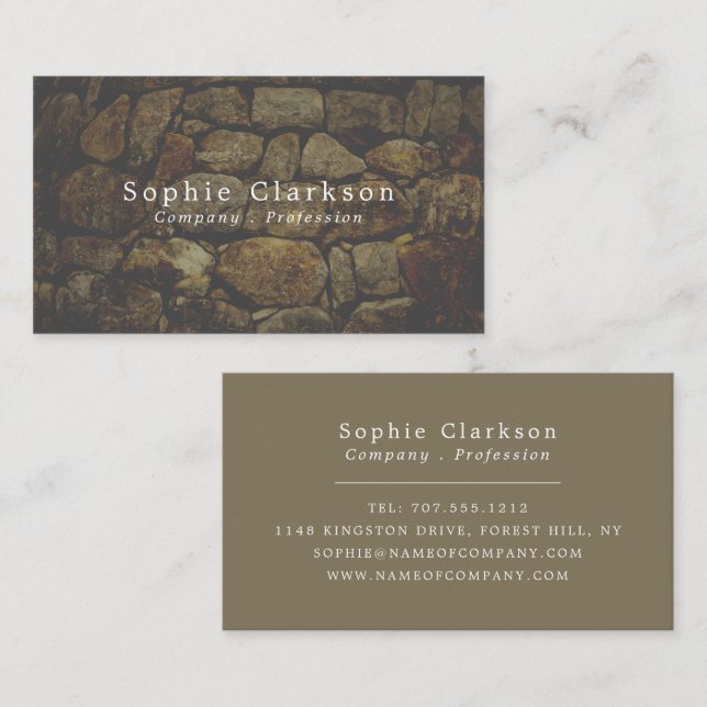 Cartão De Visita Efeito Pedra Marrom, Russo (Frente/Verso)
