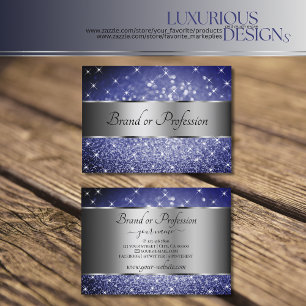 Cartão De Visita Efeito Prateado de Luminosas com Glitter Azul Oce