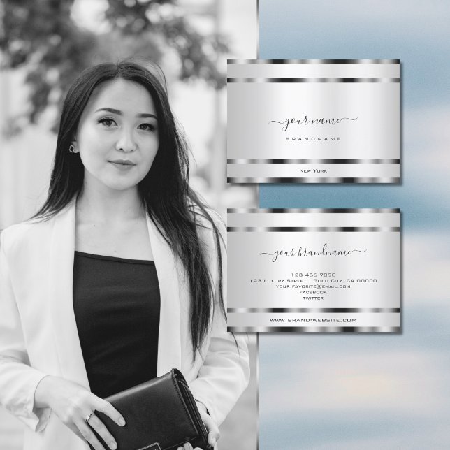 Cartão De Visita Efeito prateado excepcional profissional e moderno (Criador carregado)