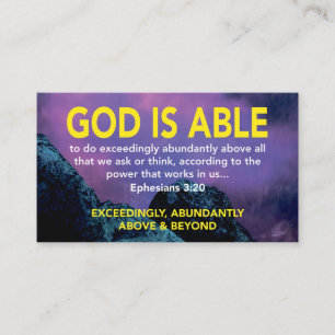 Cartão De Visita Efesianos 3:20   DEUS É CAPAZ DE ULTRAPASSAR A Esc