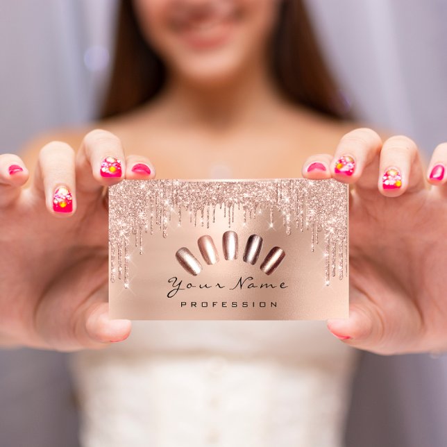 Cartão De Visita Égouttements maigres de manucure rosa fidelité 10 (Égouttements maigres de manucure rose fidelité 10 business card)