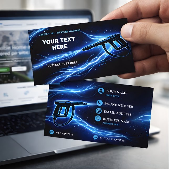 Cartão De Visita Electric Blue Residential Pressure Washing (Criador carregado)