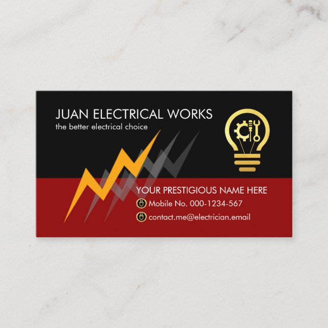 Cartão De Visita Electric Lightning Powers Electrician Service (Frente)