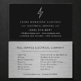 Cartão De Visita Electrical Services Electrician Silver Metallic