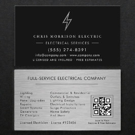 Cartão De Visita Electrical Services QR Code Professional